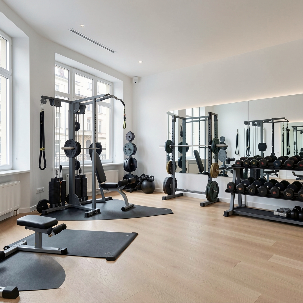 Kaltevo personal training studio interior in Vienna with strength equipment, natural lighting and clean minimalist layout